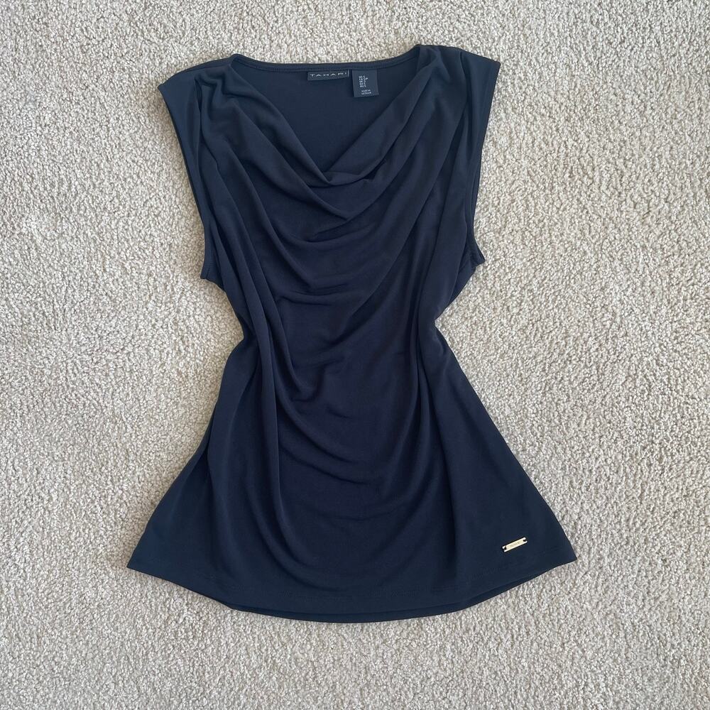 Tahari Black Cowl Neck Sleeveless Top - Size S